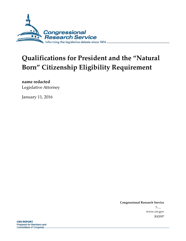 Qualifications for President and the “Natural Born” Citizenship