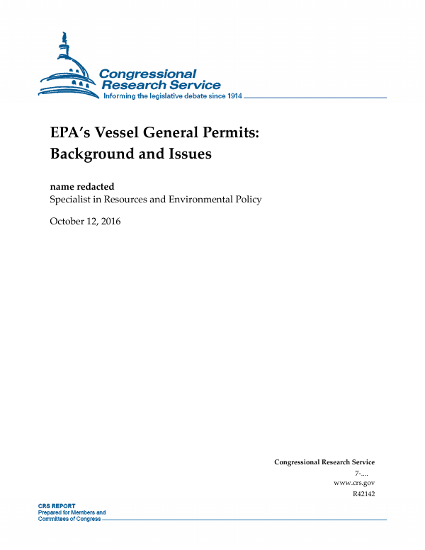 EPA’s Vessel General Permits Background and Issues