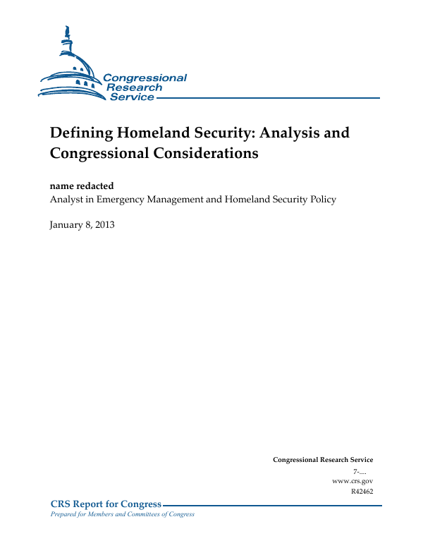 Defining Homeland Security Analysis and Congressional Considerations