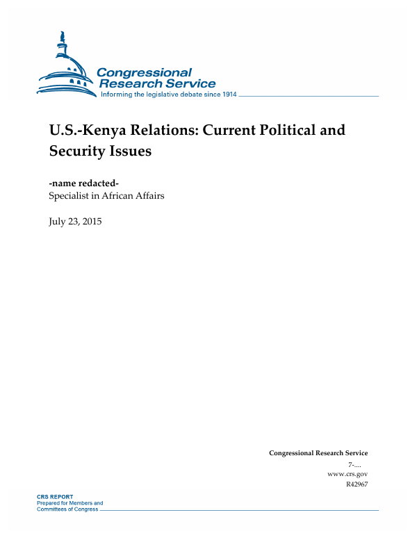 U.S.Kenya Relations Current Political and Security Issues