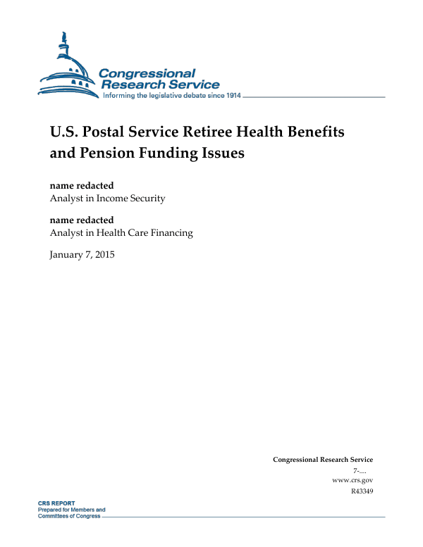 U.S. Postal Service Retiree Health Benefits and Pension Funding Issues
