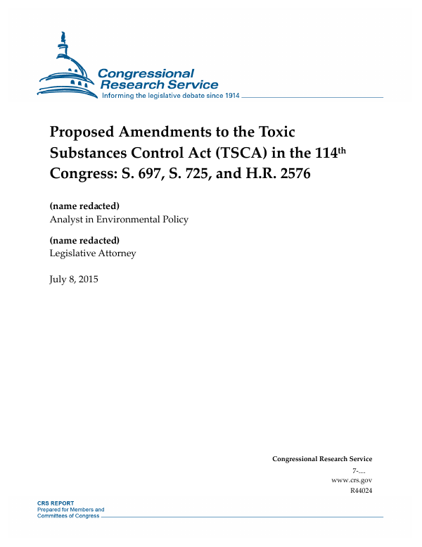 Proposed Amendments to the Toxic Substances Control Act (TSCA) in the