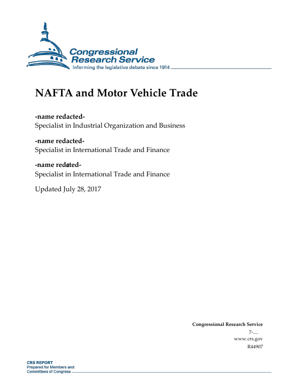 NAFTA and Motor Vehicle Trade