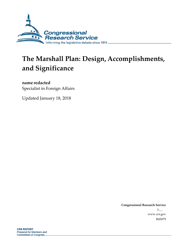 The Marshall Plan Design, and Significance