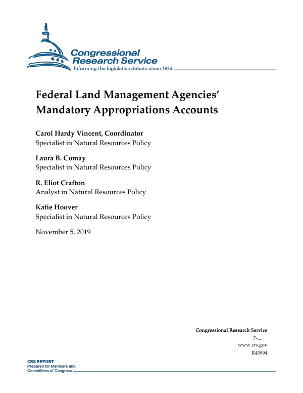 Federal Land Management Agencies’ Mandatory Appropriations Accounts