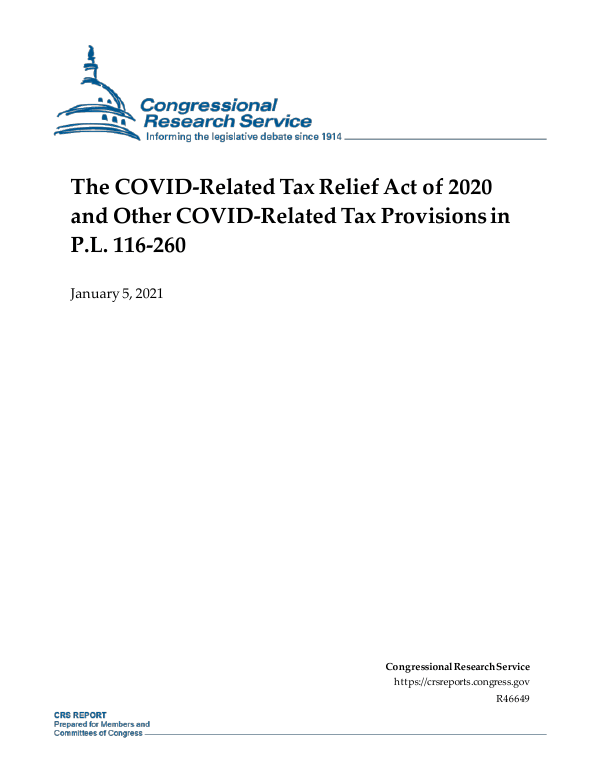 The COVIDRelated Tax Relief Act of 2020 and Other COVIDRelated Tax