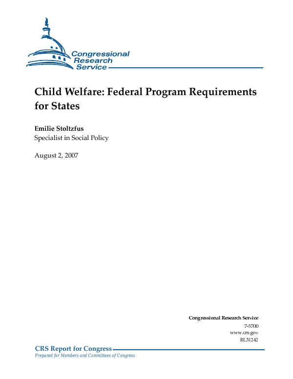 Child Welfare Federal Program Requirements for States