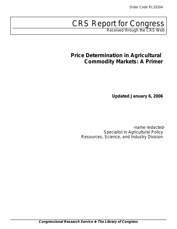 Price Determination in Agricultural Commodity Markets A Primer