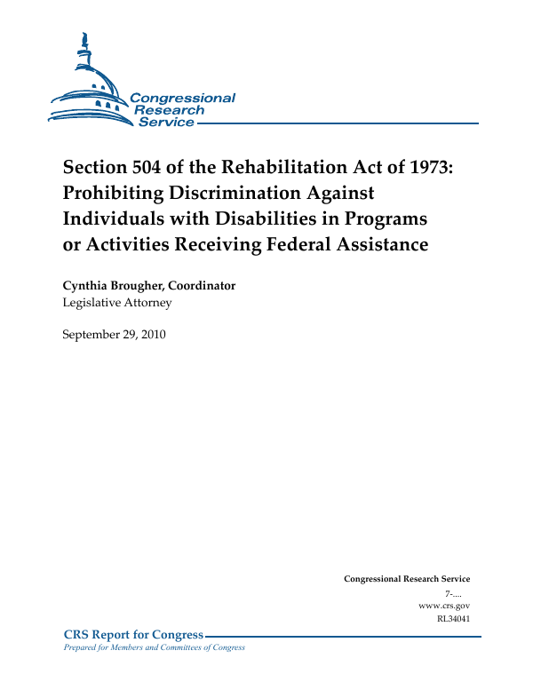 Section 504 of the Rehabilitation Act of 1973 Prohibiting