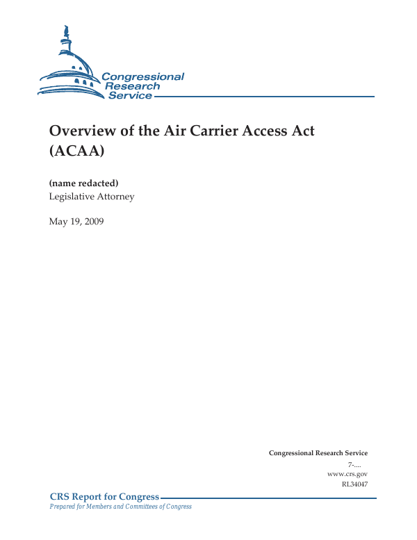 Overview of the Air Carrier Access Act (ACAA)
