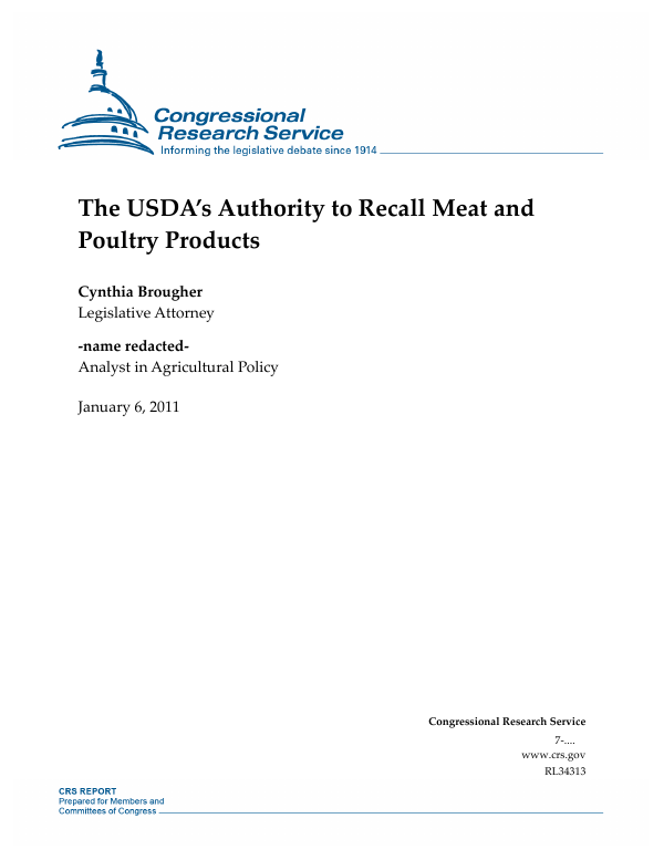 The USDA’s Authority to Recall Meat and Poultry Products