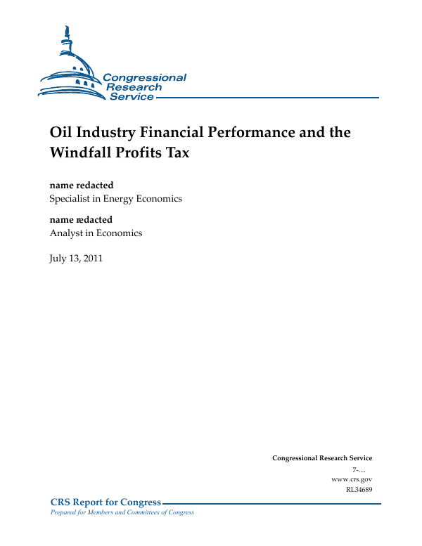 Oil Industry Financial Performance and the Windfall Profits Tax