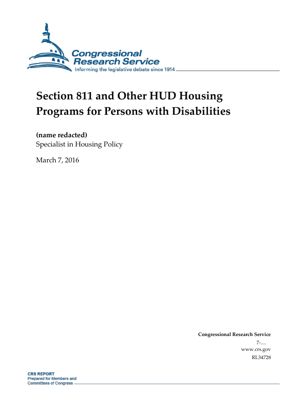 Section 811 and Other HUD Housing Programs for Persons with