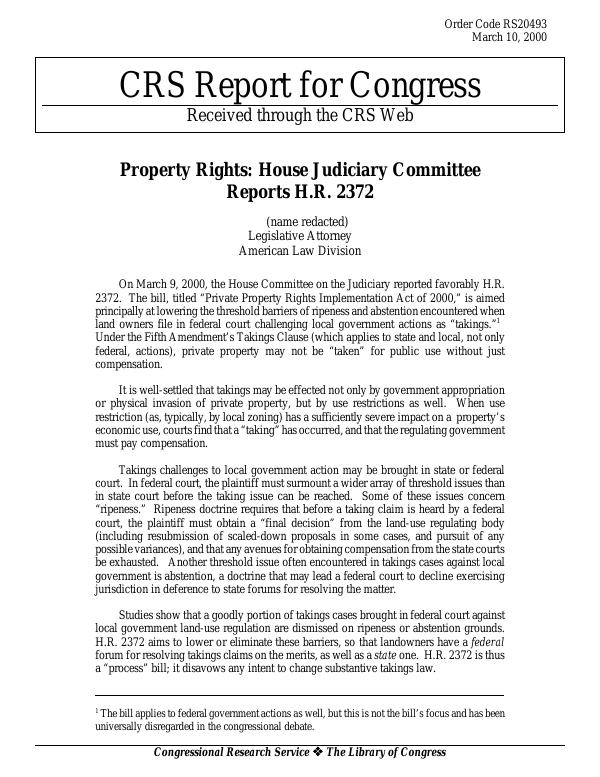 Property Rights House Judiciary Committee Reports H.R. 2372