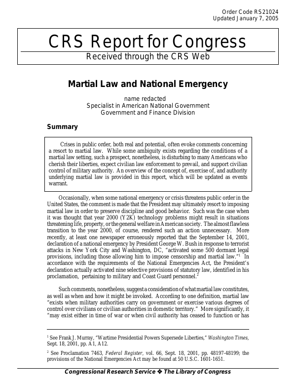 Martial Law and National Emergency