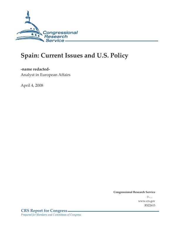 Spain Current Issues and U.S. Policy