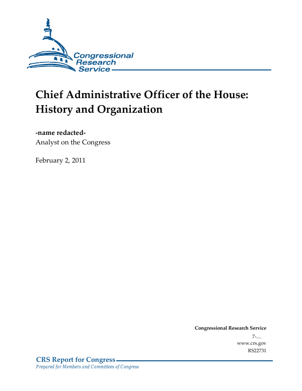 Chief Administrative Officer of the House History and Organization