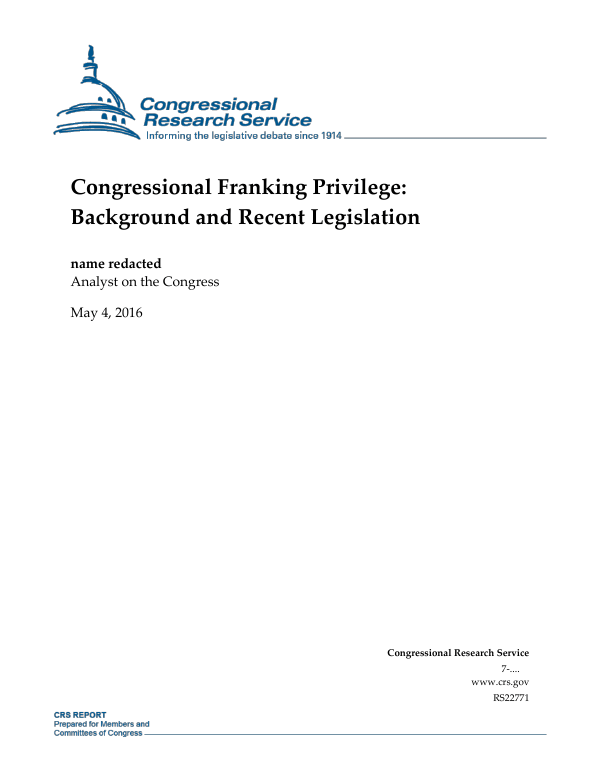 Congressional Franking Privilege Background and Recent Legislation