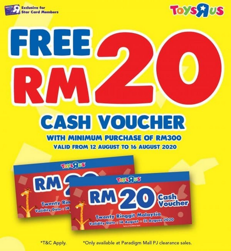 1216 Aug 2020 Toys R Us Free Rm20 Cash Voucher