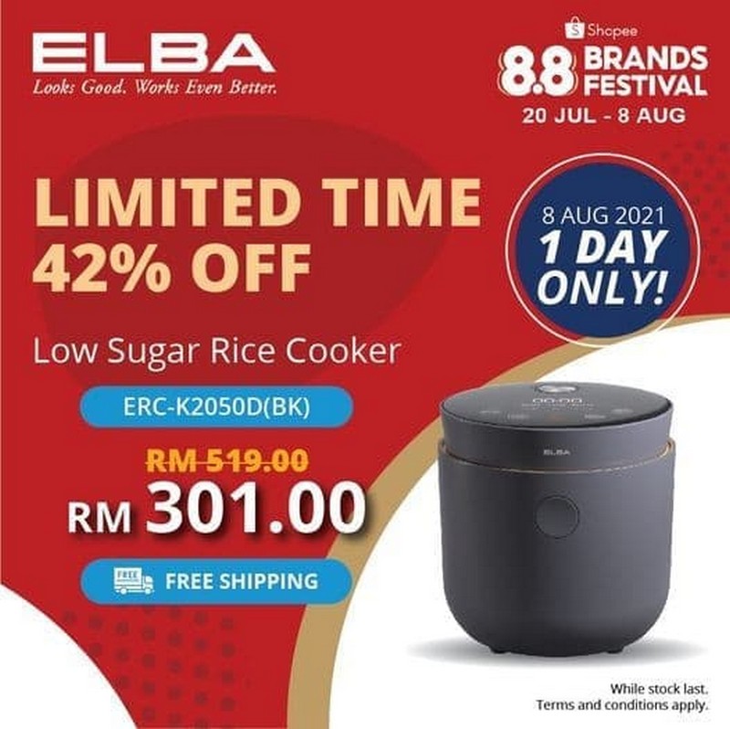 20 Jul8 Aug 2021 Elba Low Sugar Rice Cooker Promo on Shopee