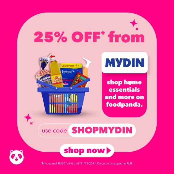 Now till 31 Dec 2021 MYDIN FoodPanda 25 OFF Promo Code Promotion