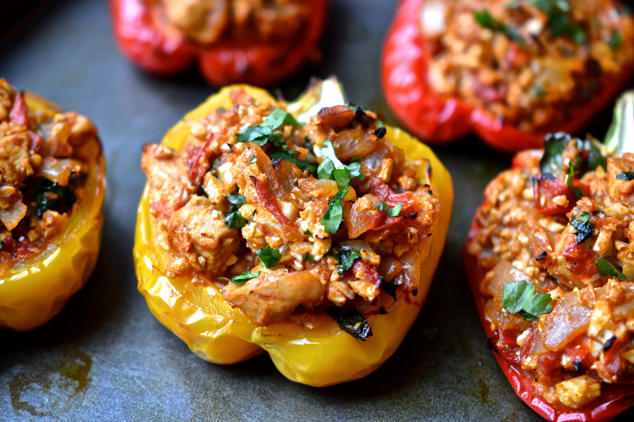 Mexican Cauliflower Rice & Chicken Stuffed Peppers Every Last Bite