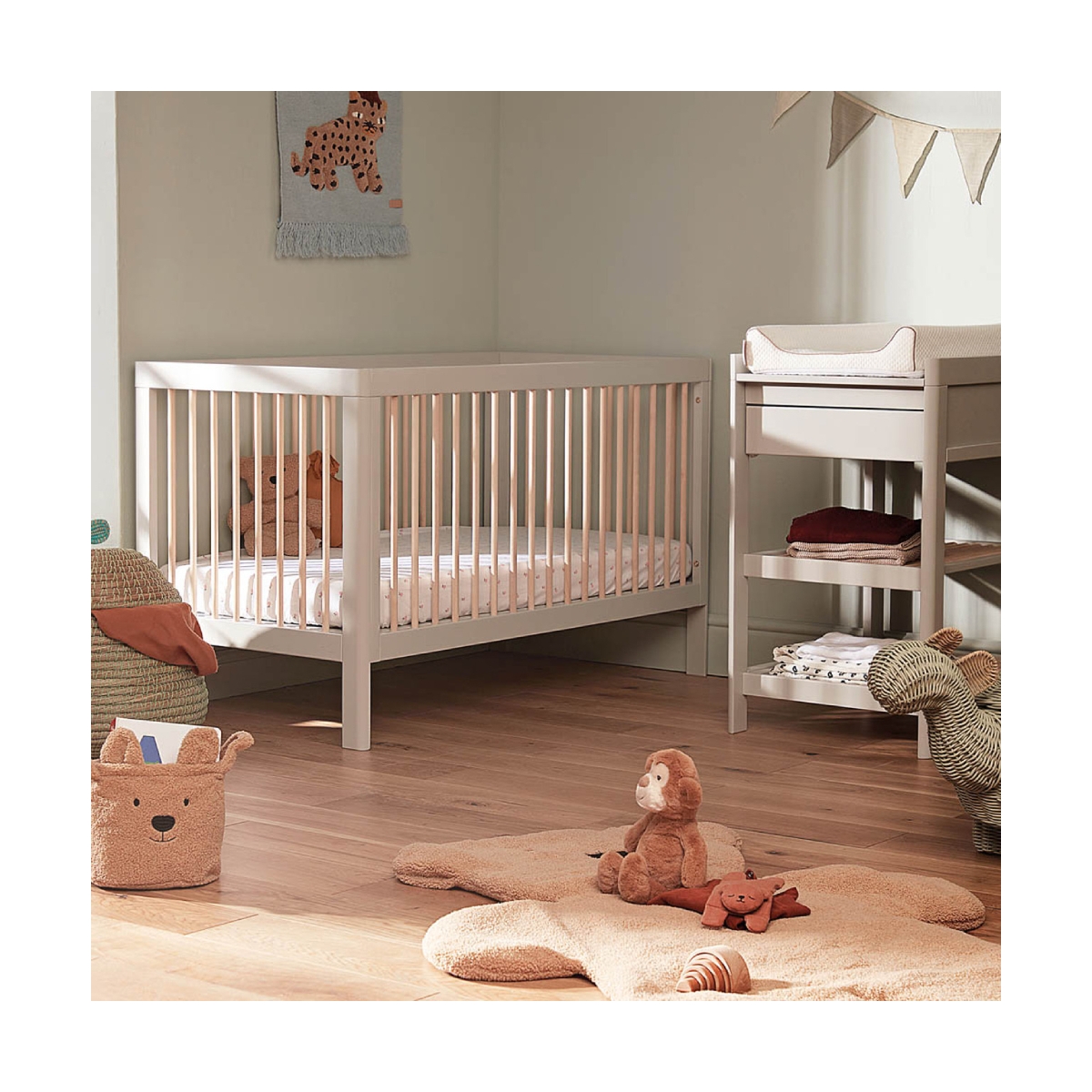 Troll Lukas 2 Piece Cot Bed & Changing TableGrey/Natural Everything Baby