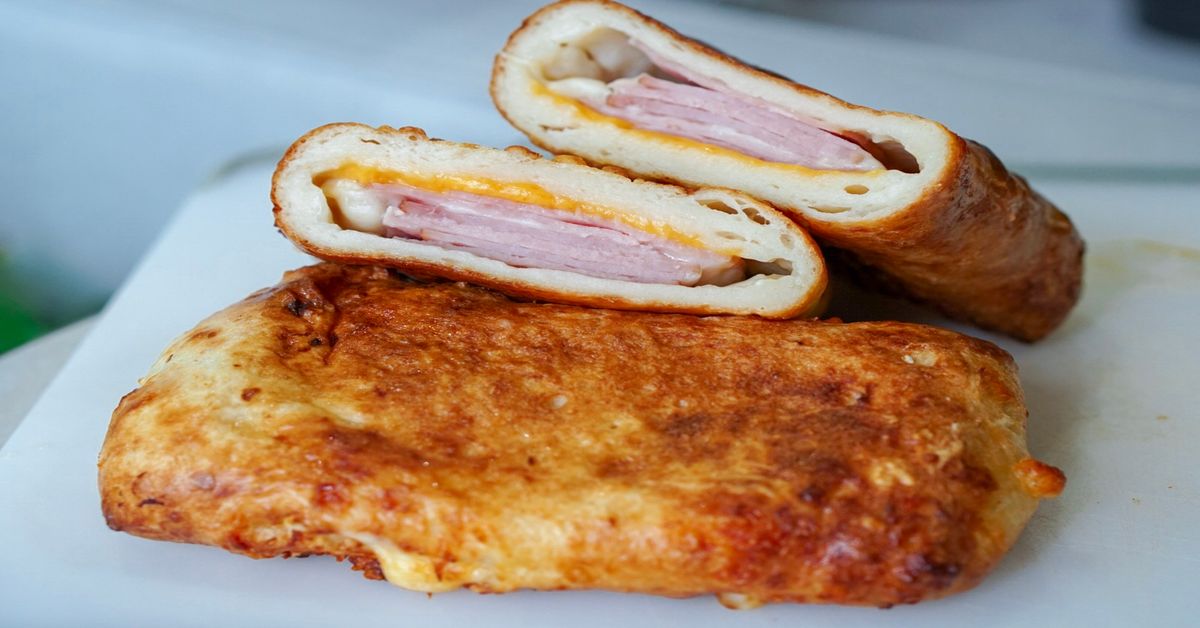 Air Fryer Ham & Cheese Hot Pockets (with 2 Ingredient Dough