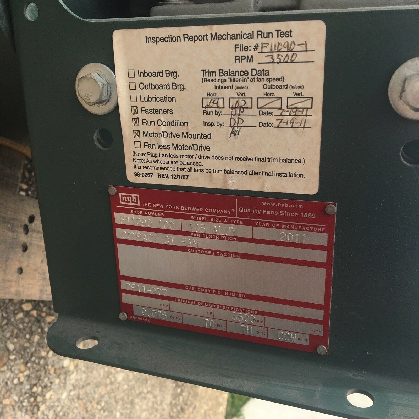 New York Blower F11090100