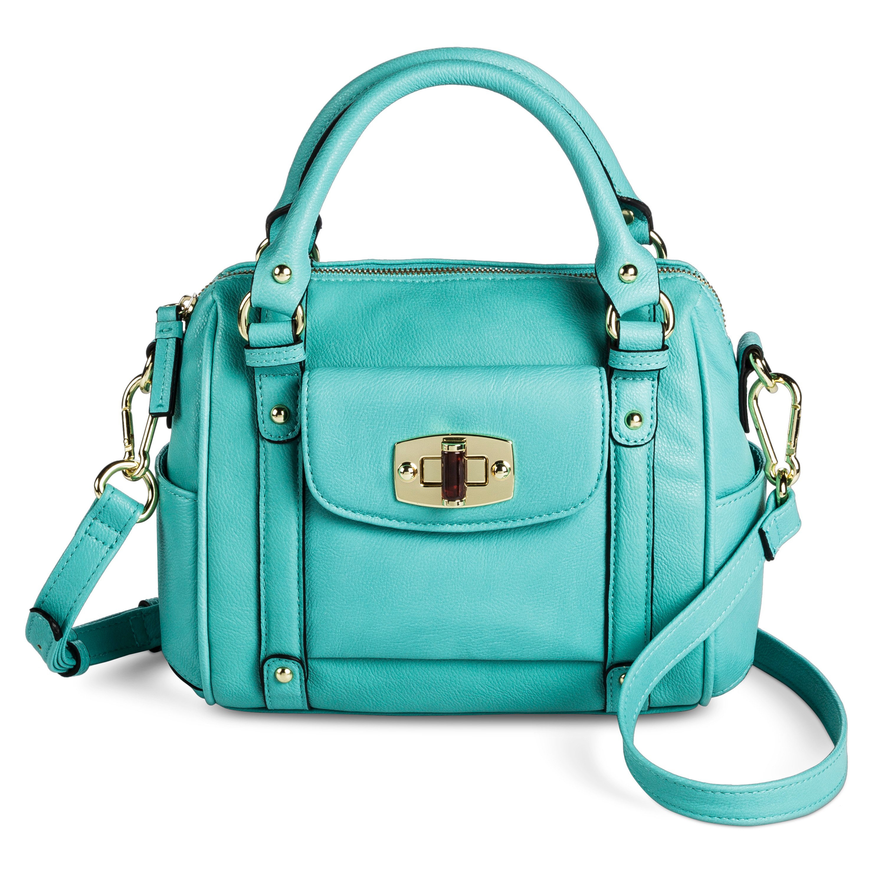 Turquoise Mini Satchel Handbag with Removable Crossbody Strap