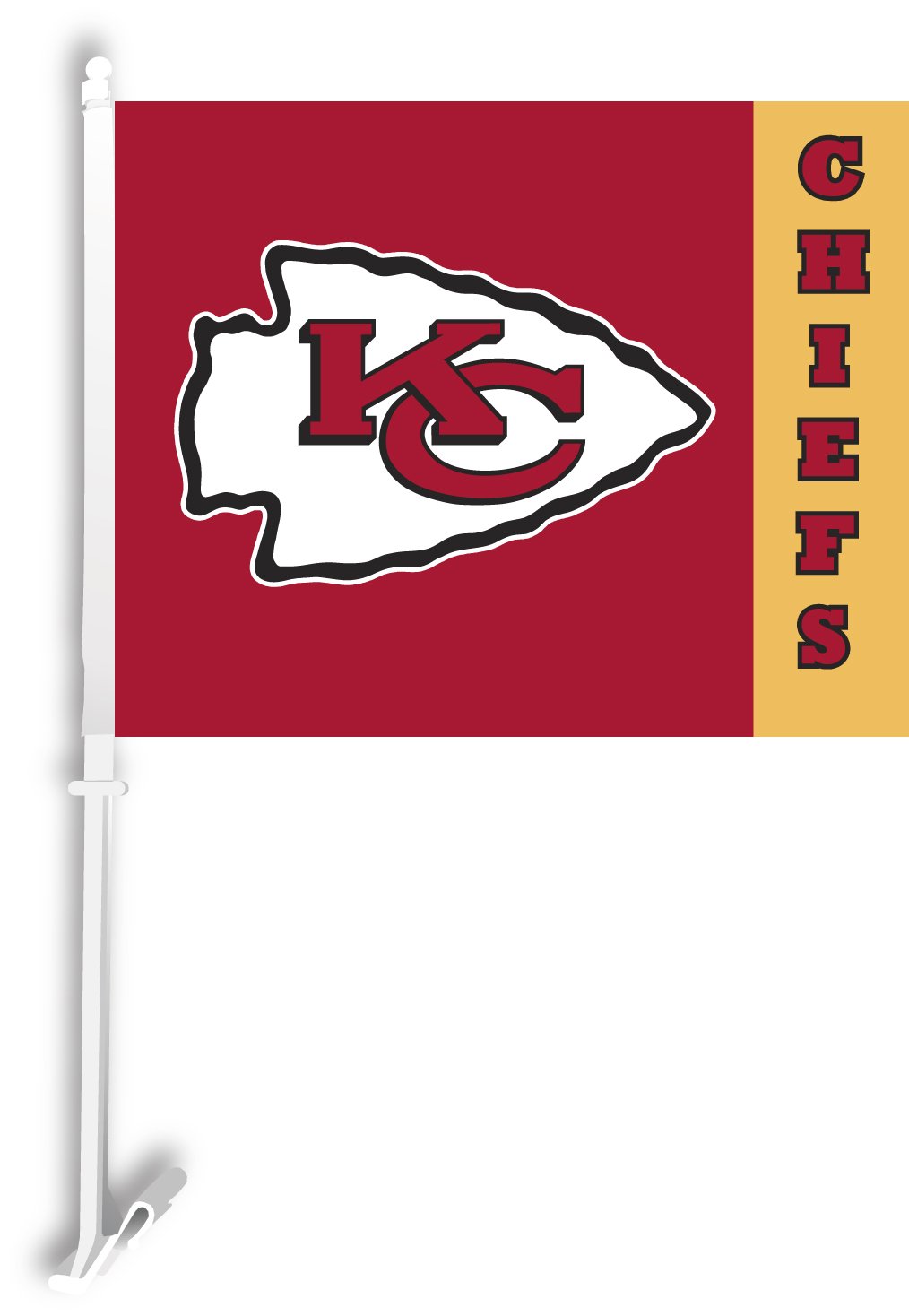 Kansas City Chiefs NFL Team Logo Car Flag w/Wall Brackett