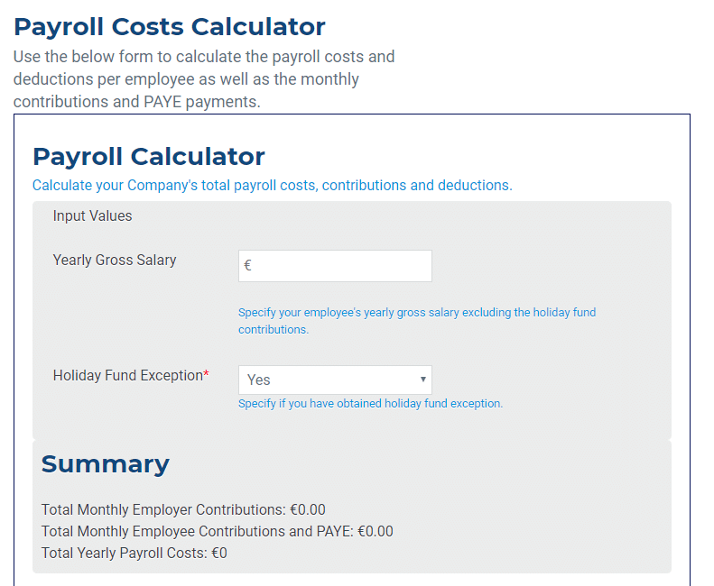 Payroll calculator Evidentrust Financial Services Ltd