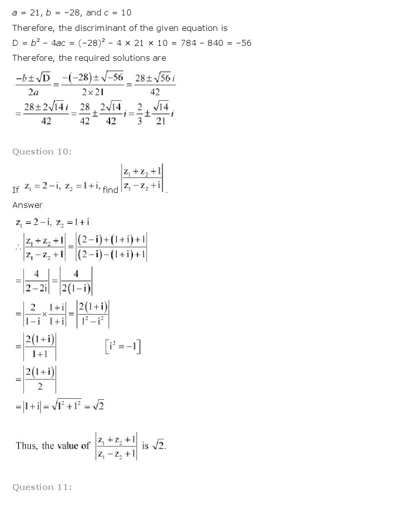 Complex Numbers And Quadratic Equations, Class 11 Mathematics NCERT