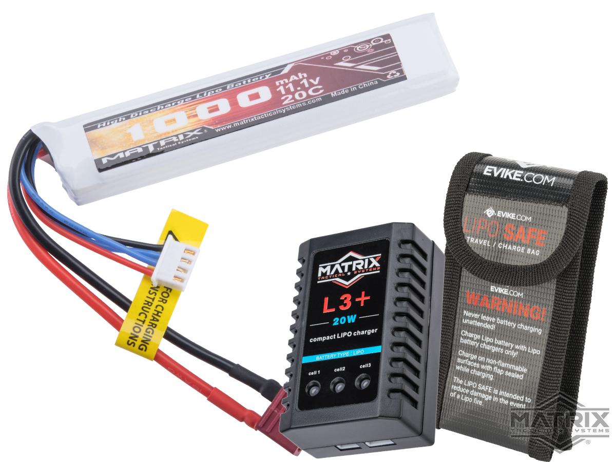 Matrix High Performance 11.1V Airsoft LiPo Battery Starter Pack w/ BMS Smart Charger (Model