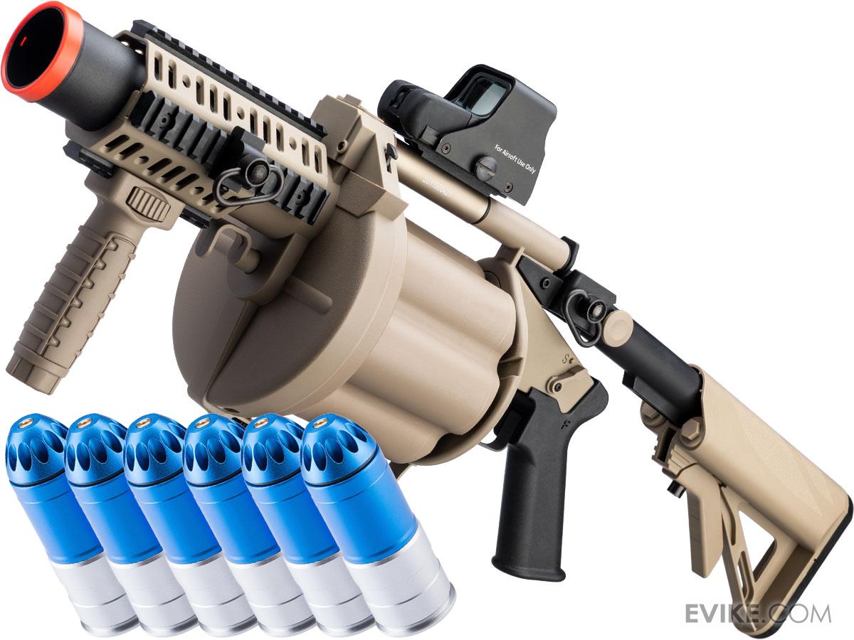 ICS MGL Full Size Airsoft Revolver Grenade Launcher (Color Tan + 6