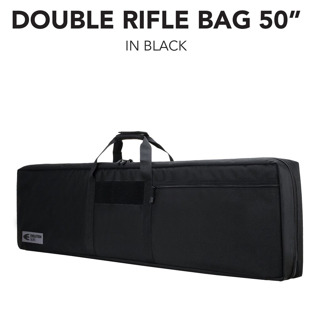 50" Inch Black Double Rifle Bag / Dual Gun Bag in Black 600D with EVA