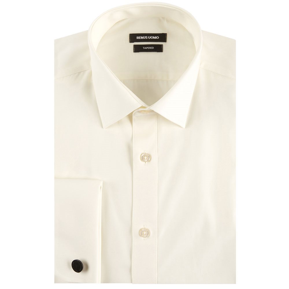 Remus Uomo Mens Double Cuff Tapered Fit Formal Shirt - Ivory | Evolve  Clothing Evolveclothing.com