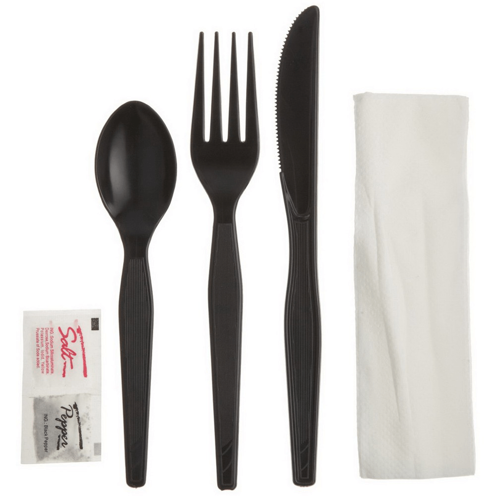 Cutlery Kit in Black F/K/S/S&P Napkin Heavy Duty Weight Product