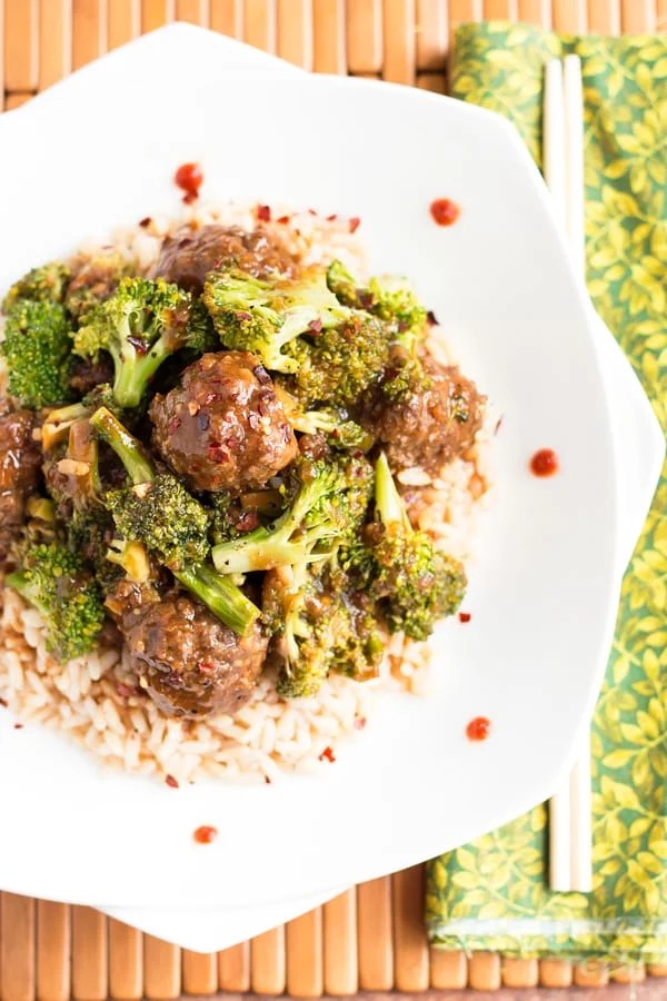 Beef Meatballs and Broccoli Gluten Free Asian Dinner Recipe