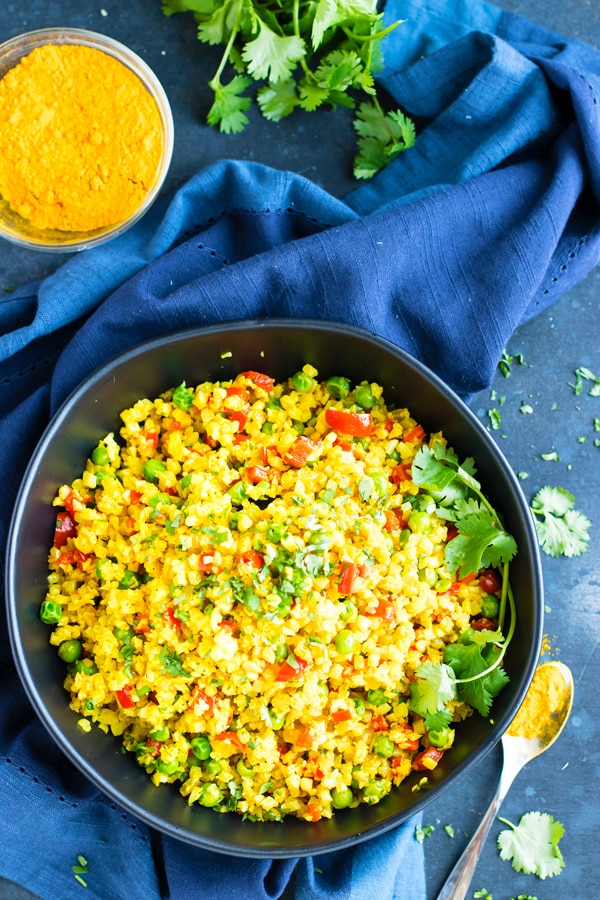 15Minute Curry Cauliflower Rice Paleo, Vegan, Ketogenic