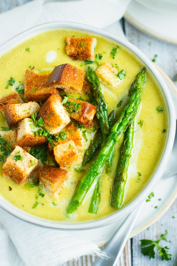 Healthy Cream of Asparagus Soup Vegan, DairyFree