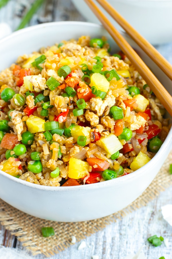 Pineapple Cauliflower Fried Rice In Under 30 Minutes!