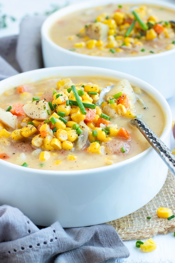Instant Pot Potato Corn Chowder Vegan