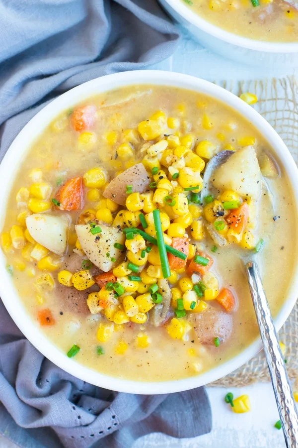 Instant Pot Potato Corn Chowder Vegan