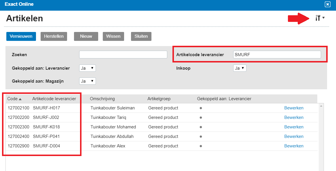 Bestellingen invoeren met behulp van de artikelcode leverancier Exact