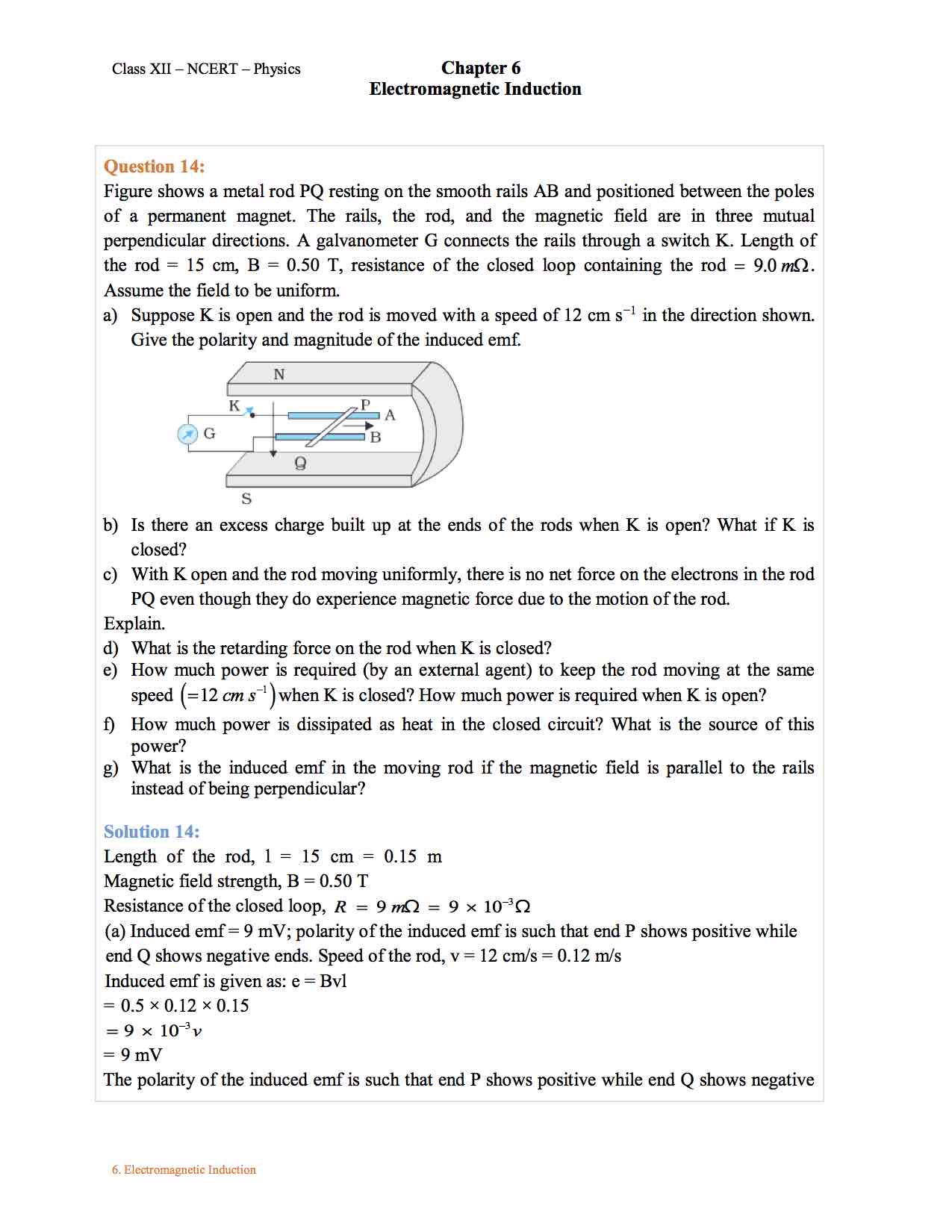 Ncert Solutions For Class 12 Physics Chapter 6 Induction