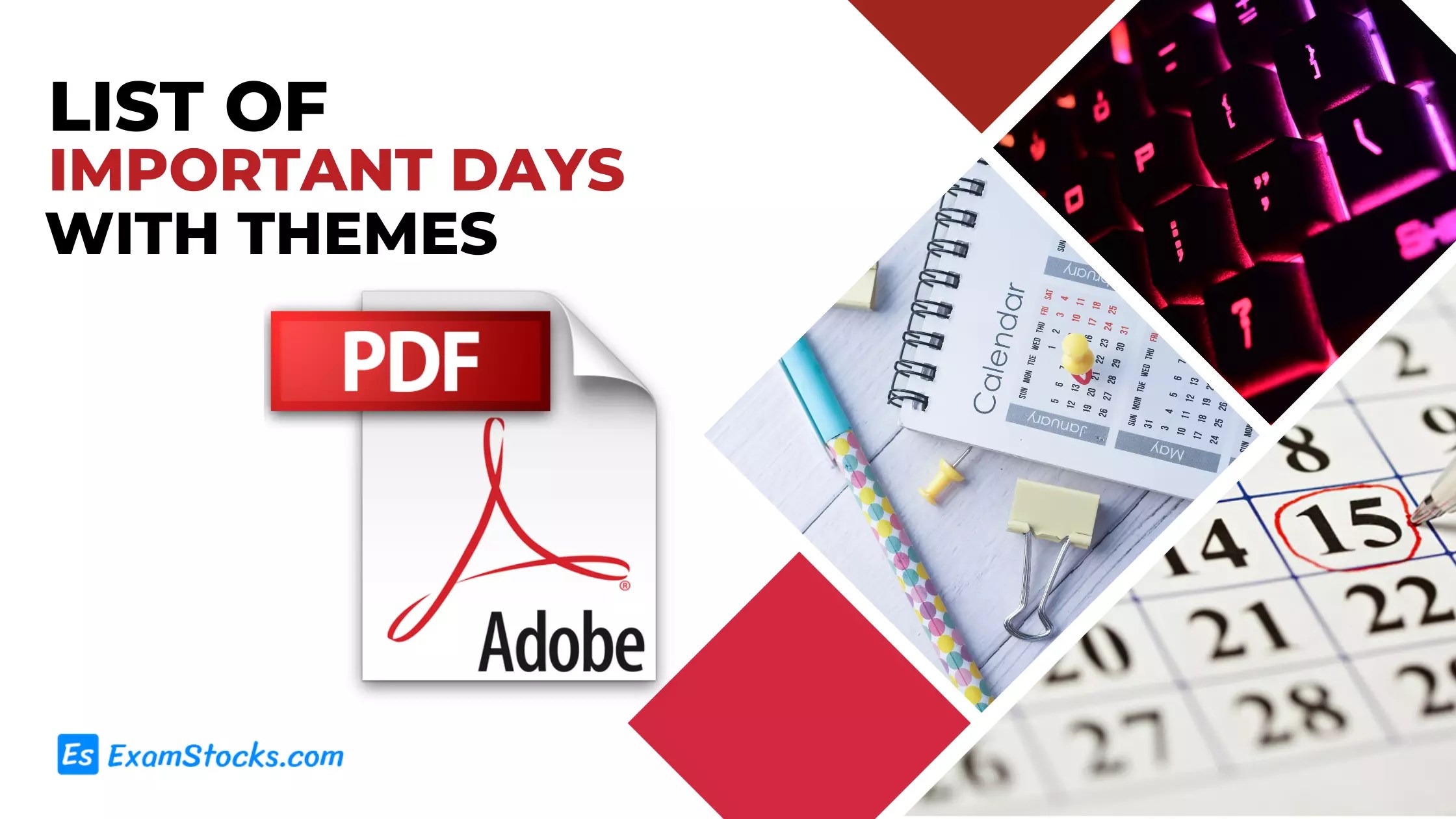 List Of Important Days With Themes PDF 2022 Download Exam Stocks