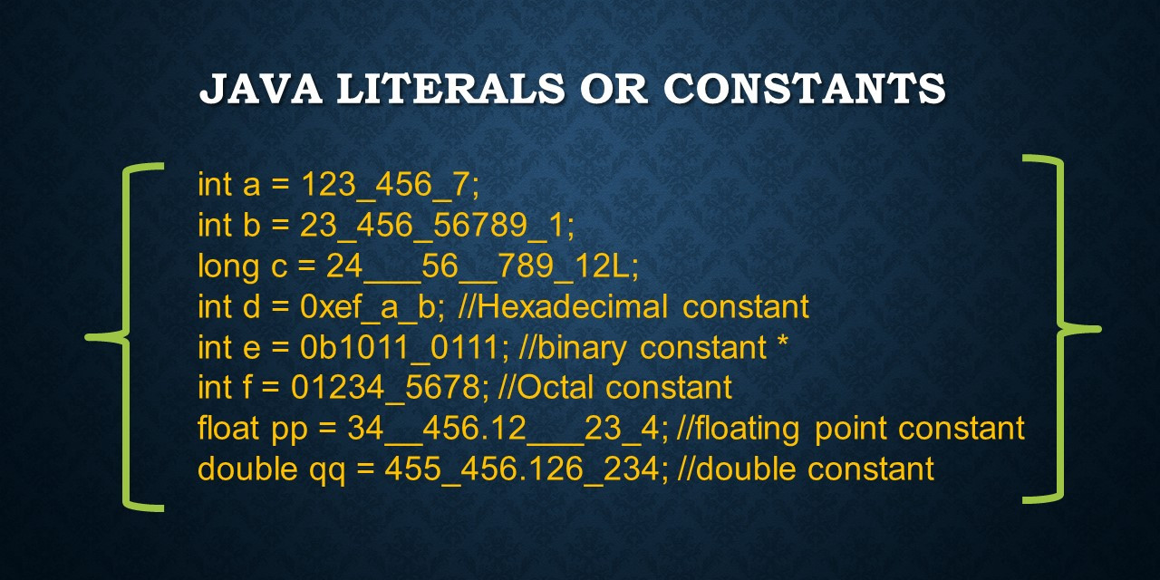 Last Minute Java Programming Data Literals or Constants Tutorial ExamTray