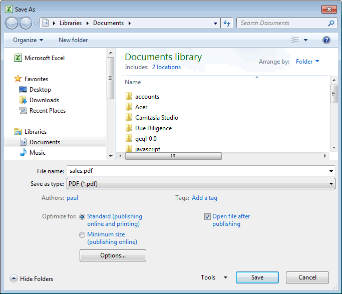 Change default save as pdf file to desktop nsabm