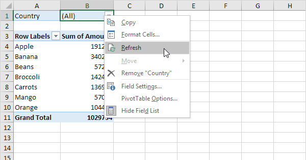 Update A Pivot Table In Excel Easy Steps